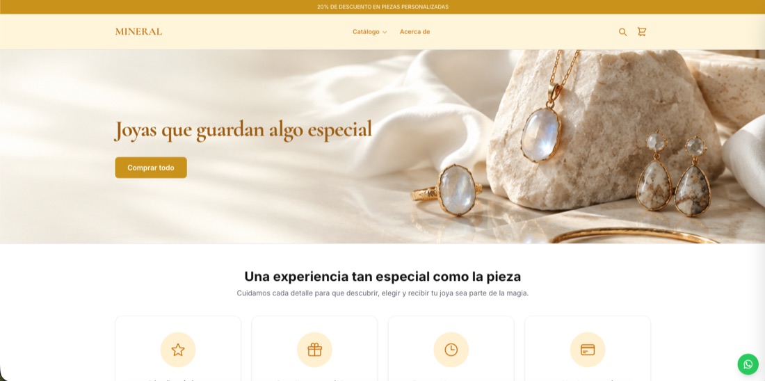 Mineral, una tienda de joyería hecha con Qpayshop